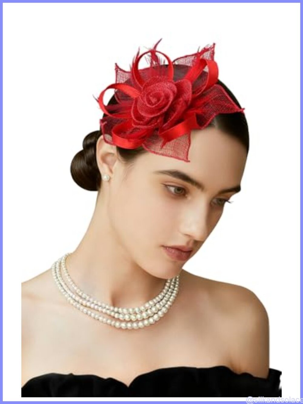 Linen Flower Feather Fascinator Hat with Hair Clip & Headband for Tea Party
